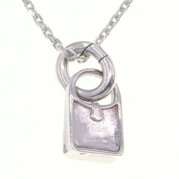 HERMES Sterling Silver 925 Necklace Evelyn Amulet Pendant Choker 25mm - Picture 2 of 7